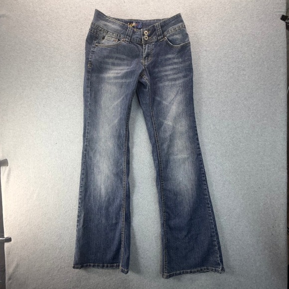 Angels Denim - Angels Womens Size 7 Long Bootcut Jeans Blue Medium Wash Low Rise Y2K RN 110251